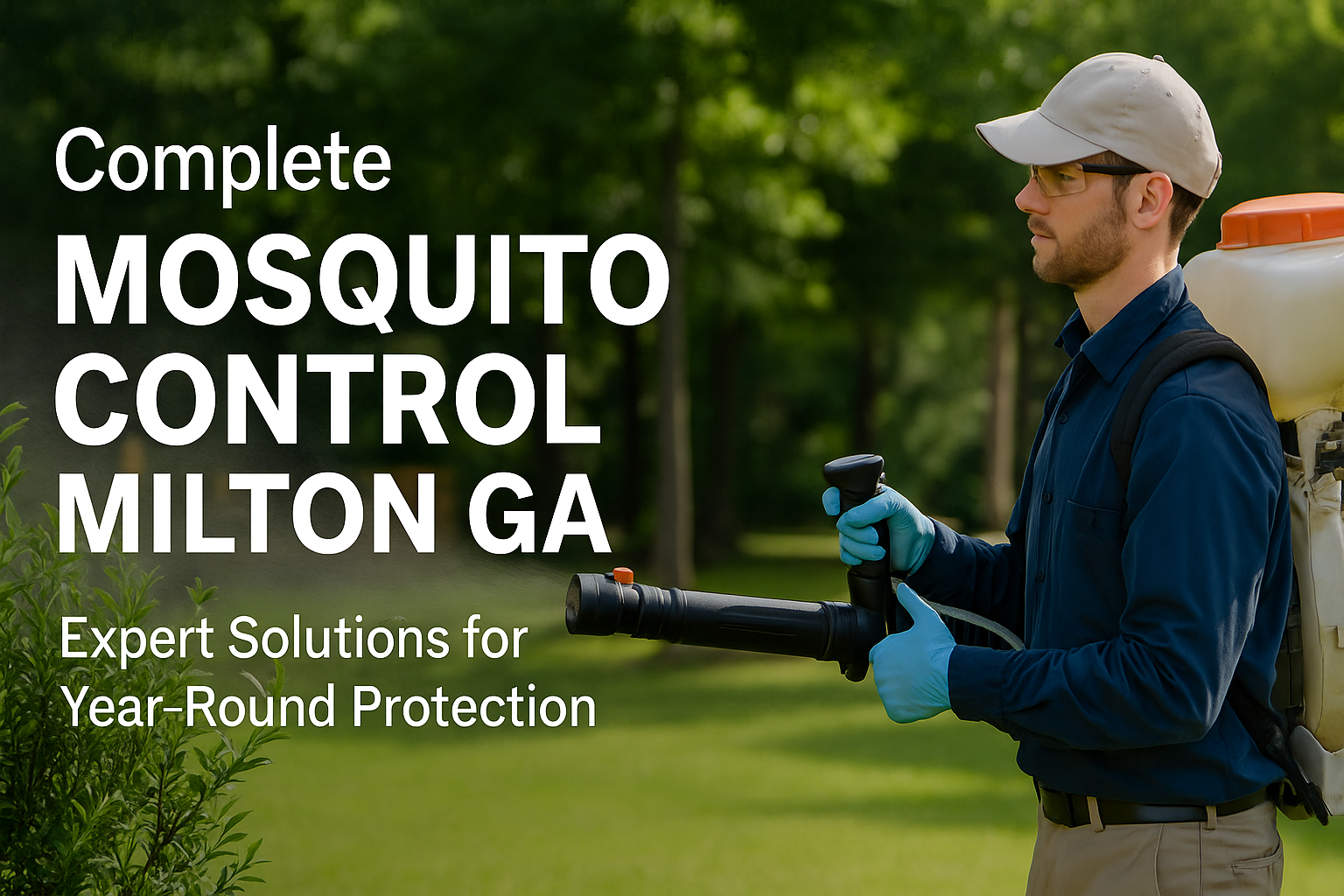 Mosquito control in Milton GA technician spraying backyard
