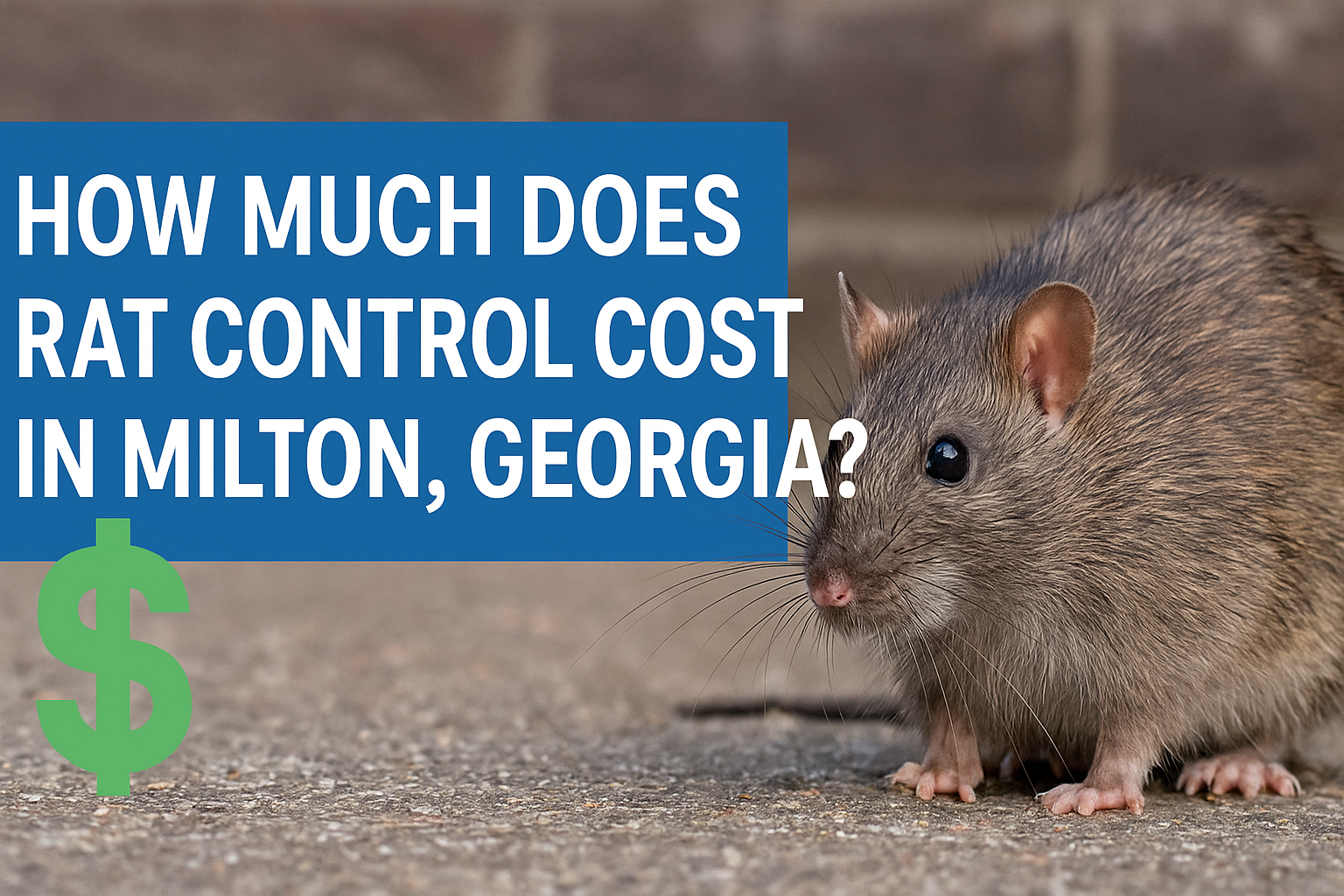 Cost of rat control services in Milton, Georgia with rat and dollar sign
