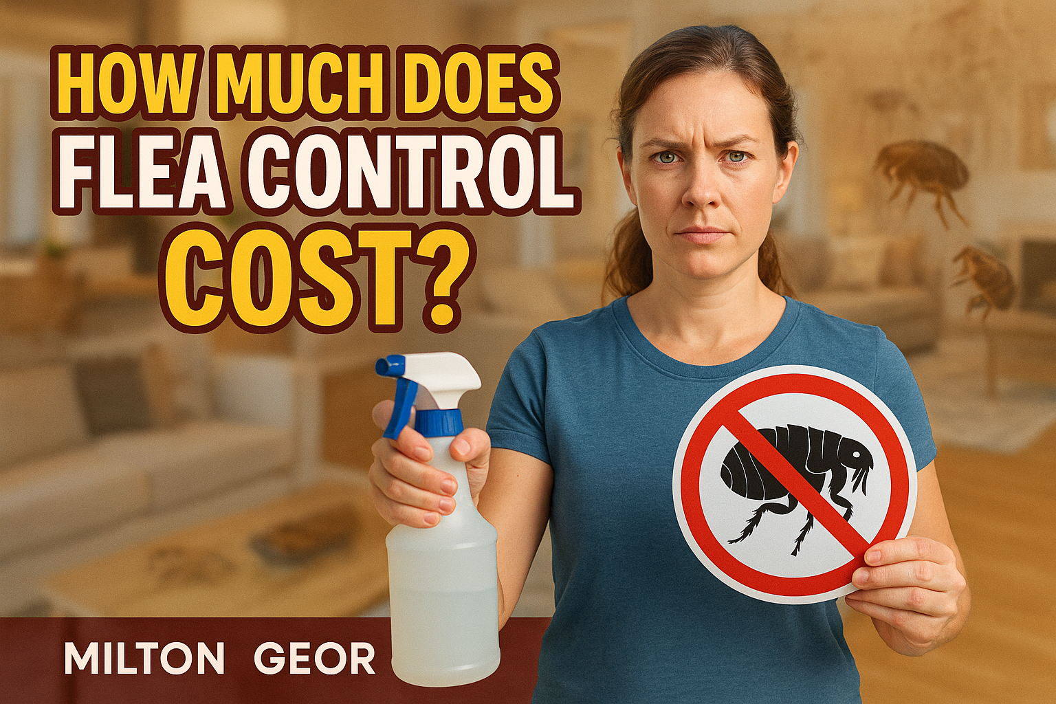Flea control technician treating yard in Milton Georgia