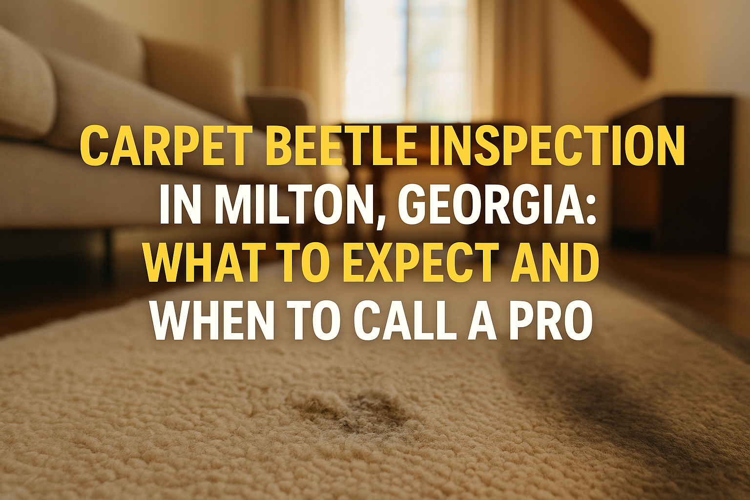Technician performing carpet beetle inspection in Milton home