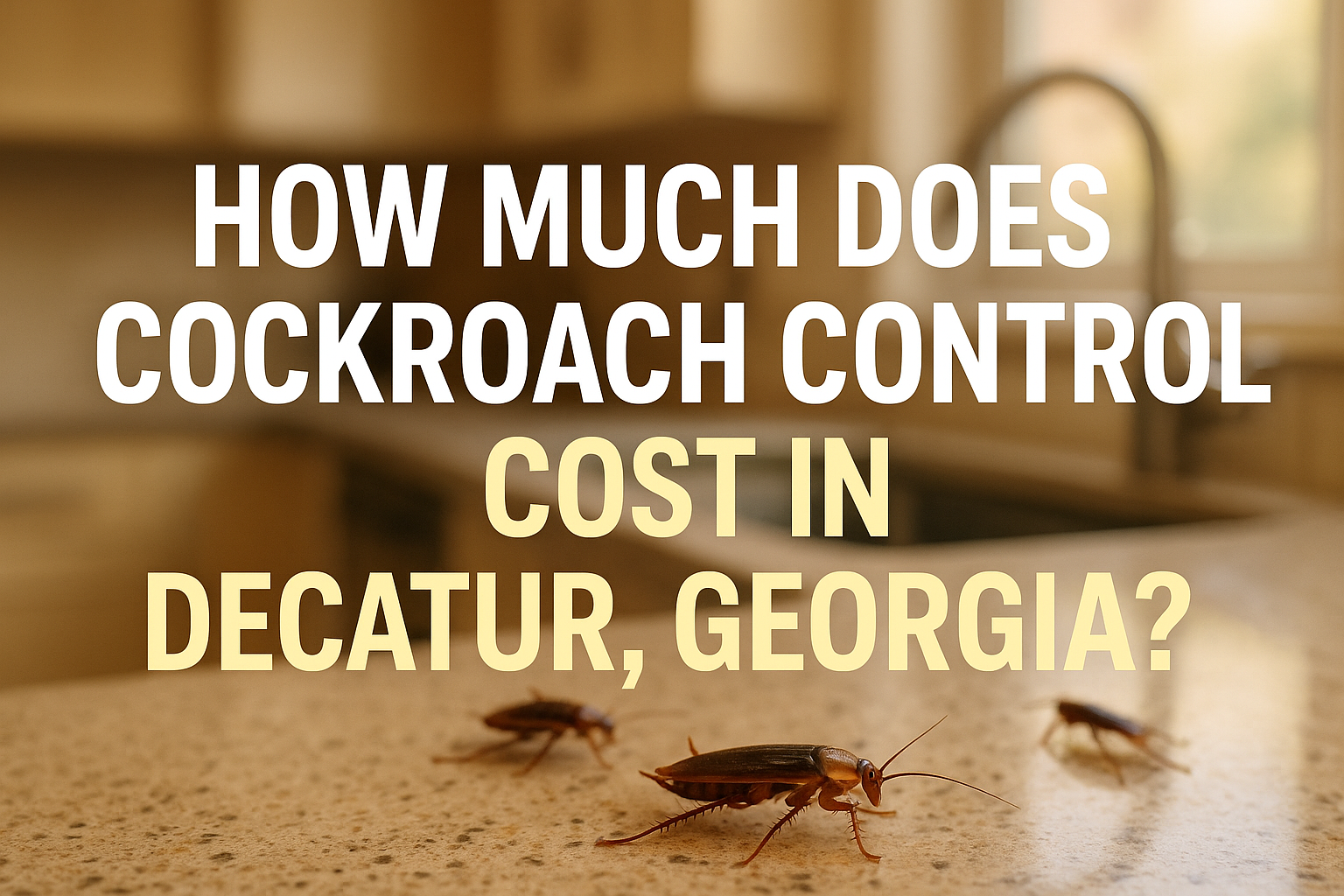 Technician providing cockroach control service in a Decatur GA kitchen